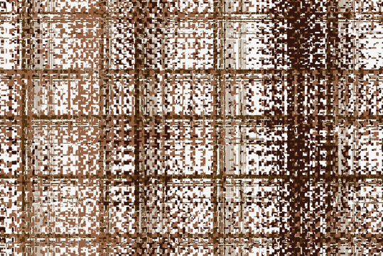 warm colors checkered beige taupe  stripes and white brown threads on beige fabric texture of traditional gingham seamless ornament for ragged old grungy plaid tablecloths tartan clothes dresses tweed