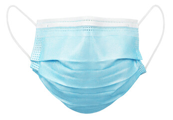 Blue medical protective face or surgical mask isolated on transparent background. Monkeypox...