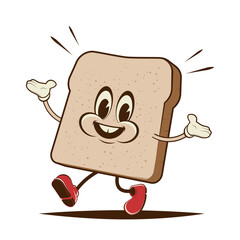 funny cartoon illustration of a walking toast