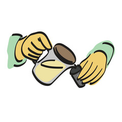 closeup hand pouring tea illustration vector hand drawn isolated on white background line art.