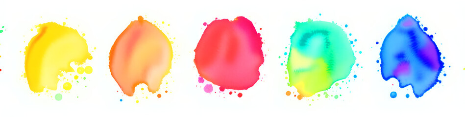 Fototapeta na wymiar colorful blobs painted with watercolors - generative ai