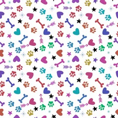 Animals cartoon seamless dog and cat footprints pattern for wrapping paper and fabrics and linens and kids
