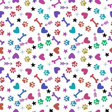 Animals cartoon seamless dog and cat footprints pattern for wrapping paper and fabrics and linens and kids
