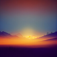 Beautiful nature landscape at sunset or sunrise, Generative AI
