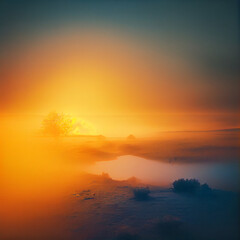 Fototapeta na wymiar Beautiful nature landscape at sunset or sunrise, Generative AI