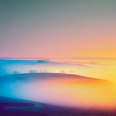 Fototapeta na wymiar Beautiful desert landscape at sunset or sunrise, Generative AI
