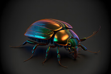 Naklejka premium scarab beetle on black background created with generative AI technology