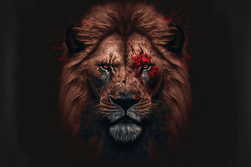 Portrait of a lion head - obrazy, fototapety, plakaty