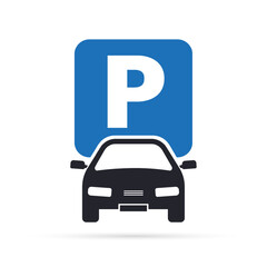 Car parking icon. Parking space and traffic sign. parking location. Isolated vector illustration.