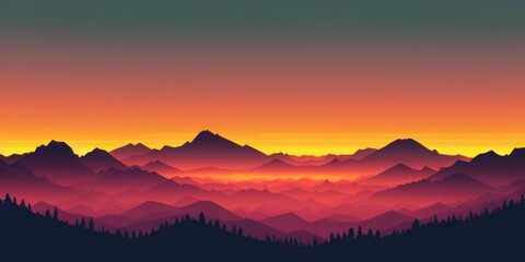 Obraz premium Mountain silhouette with layered horizons