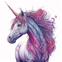 Obraz na płótnie Canvas Pink Unicorn, Generative AI