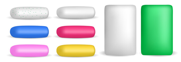 colored chewing gum pills mockup isolated 3d Illustration