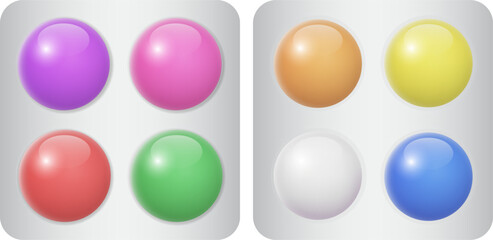 colored chewing gum pills mockup isolated 3d Illustration