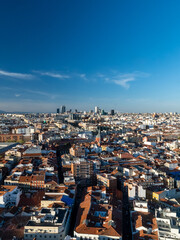 Fototapeta na wymiar Madrid, Spain. April 6, 2022: Panoramic city landscape with beautiful blue sky.
