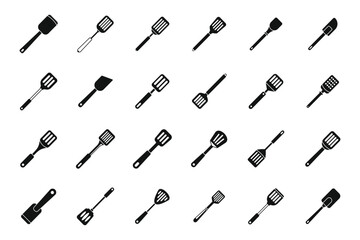 Spatula icons set simple vector. Baking bbq. Baker chef