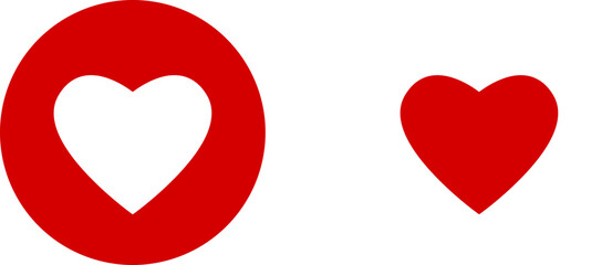 Basic Red Heart Love Health Symbol Sign in a Circle Icon Set. Vector Image.