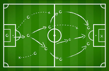 soccer strategy drawn with white chalk isolated 3d Illustration