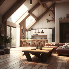 Obraz na płótnie Canvas modern living room with relax place, generative ai