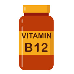 simple flat brown vitamin B12 drug bottle with yellow lable
