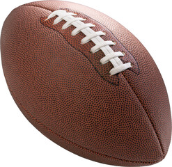 Leather American football ball isolated on white background, American football ball sports equipment on white PNG File.