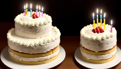 Delicious birthday cakes with candles on it 