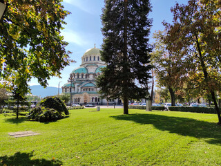 Panoramic view of center of city of Sofia, Bulgaria