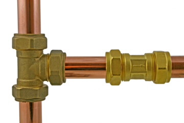 Plumbing pipework and compression fittings transparent png