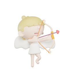 cute cupid draws a love arrow