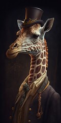 High society giraffe, concept of Elegance and Luxury, created with Generative AI technology