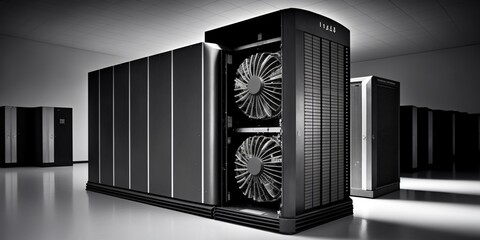 Supercomputer in french style, concept of High-Tech and Luxury, created with Generative AI technology