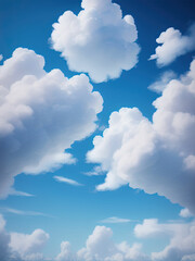 Naklejka na ściany i meble Blue sky background with clouds. Generative AI