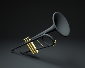 Musical instrument isolated on black background. 3d rendering concept poster.
