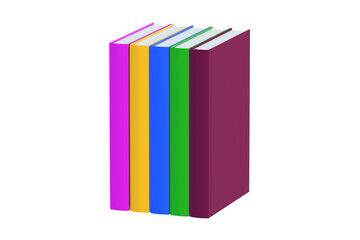 Row of books isolated on white background. 3d render