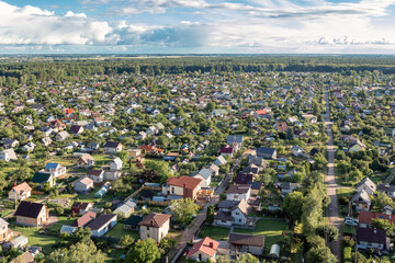 Naklejka premium Small settlement with houses in rural areas, Lithuania
