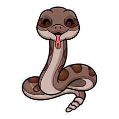Fototapeta premium Cute rattlesnake cartoon on white background
