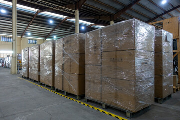 Stack of carton boxes at logistics warehouse