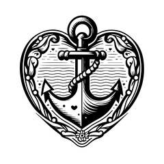 Sailor's logo tattoo heart and anchor