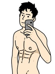 Fototapeta premium cute man cartoon on white background