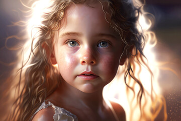 Return To Innocence, little girl magical portrait, AI
