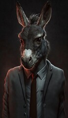 A donkey in a suit in the city, half man, half donkey
Generative AI