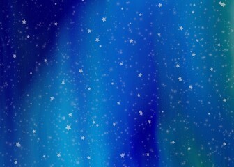 Naklejka na ściany i meble Blue starry night Christmas background with snowflakes.