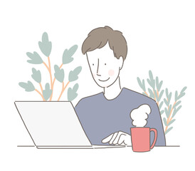 在宅ワークする男性