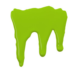 Green, lime green, flowing, isolated on transparent background. Close-up.