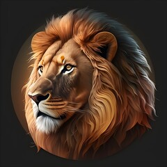 Fototapeta premium Lion icon, Lion flat design, vector art. Generative AI.