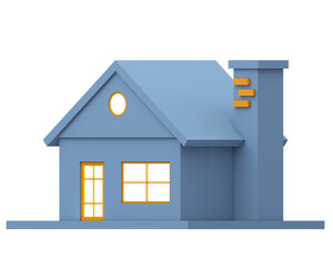 A 3d illustration of a house was illustrated on a white background
