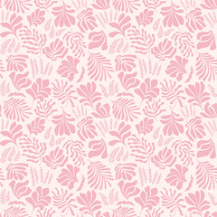 Abstract background with leaves and flowers in Matisse style. Seamless pattern with Scandinavian cut out elements.