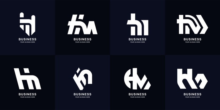 Collection letter HM or MH monogram logo design