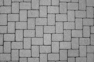 View on stone sidewal, top view. Footpath covering