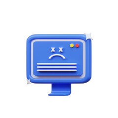 3d bluescreen error icon illustration