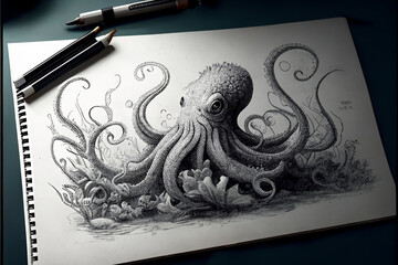 Octopus Drawing, Ai Generative